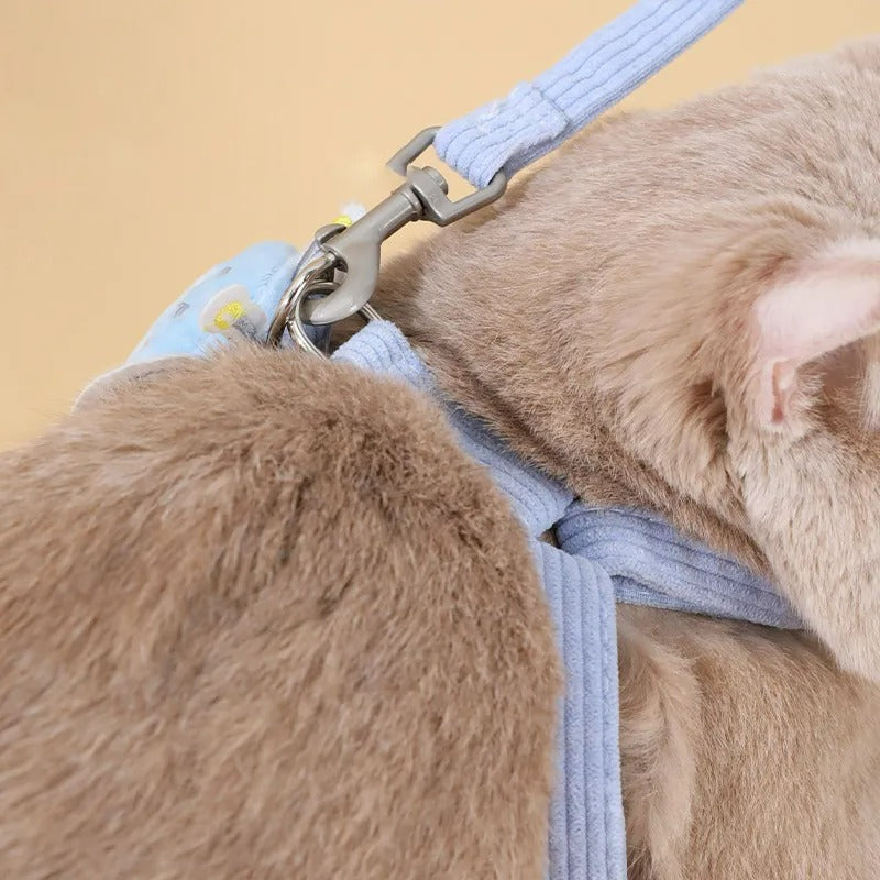 Cute Bunny Cat Harness & Leash Set | Adjustable Pet Vest with Plush Charm