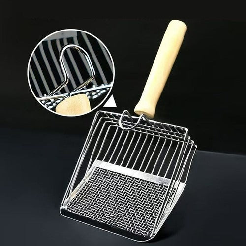 Metal Wire Cat Litter Scoop with Wood Handle
