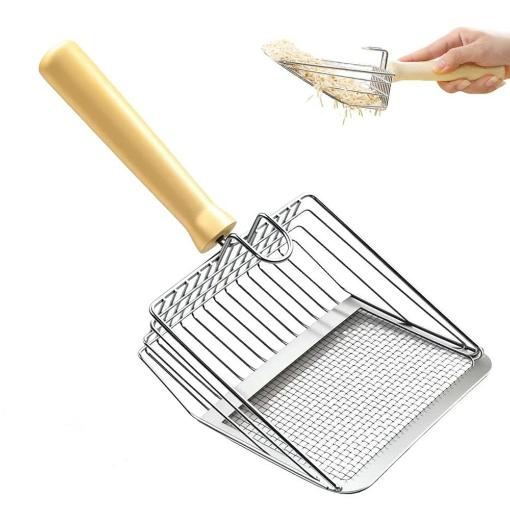 Metal Wire Cat Litter Scoop with Wood Handle