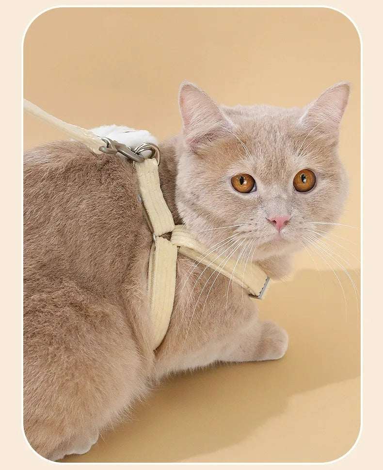 Cute Bunny Cat Harness & Leash Set | Adjustable Pet Vest with Plush Charm