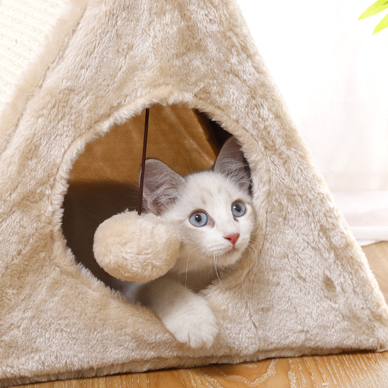 Modern & Multi-Functional Cat Pyramid: Scratching Post, Hideaway & Play Centre