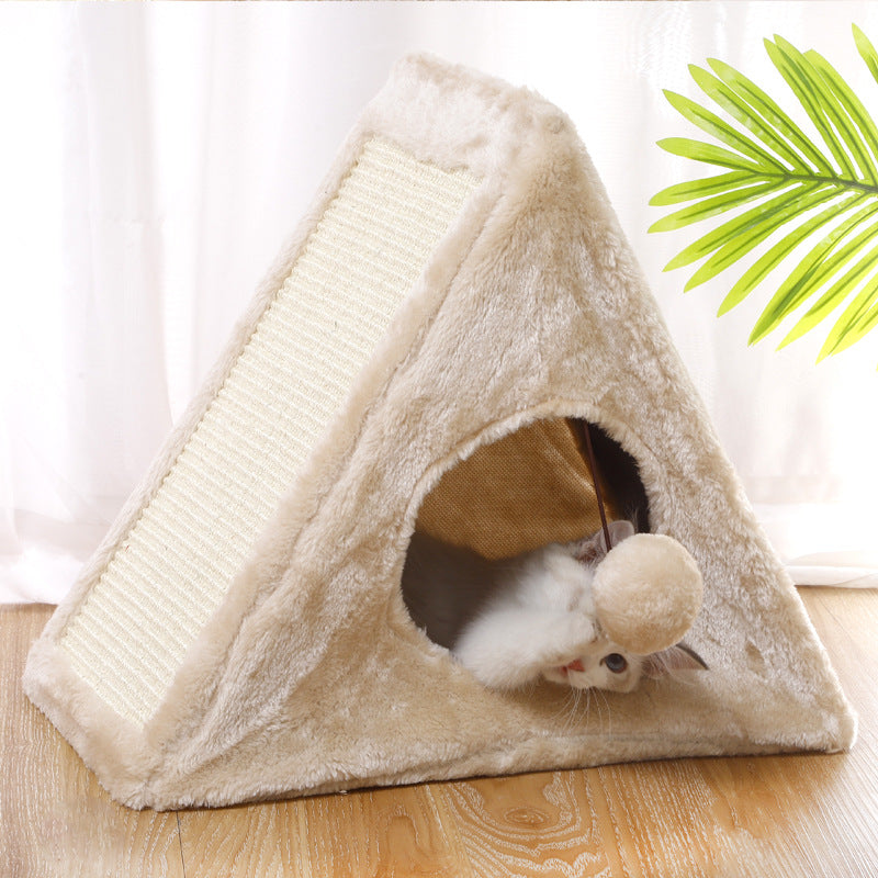 Modern & Multi-Functional Cat Pyramid: Scratching Post, Hideaway & Play Centre
