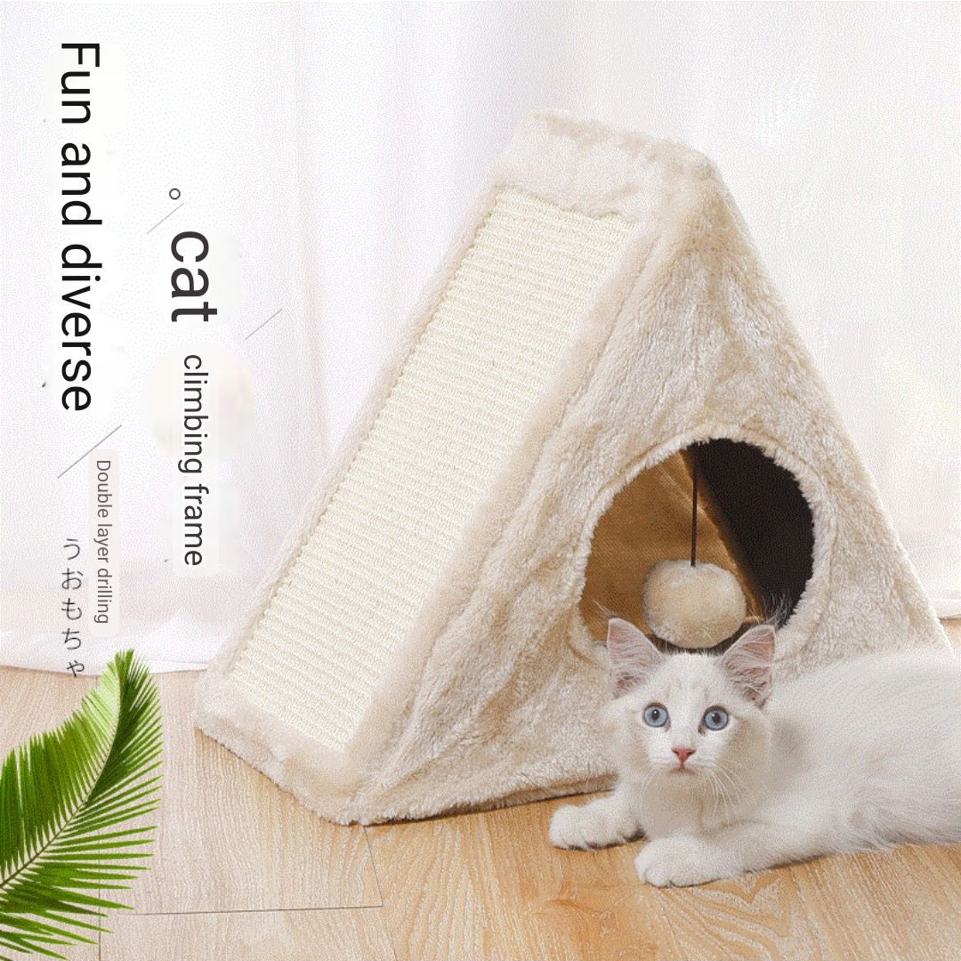 Modern & Multi-Functional Cat Pyramid: Scratching Post, Hideaway & Play Centre
