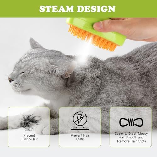 Steam Cat Grooming Brush: Reduce Shedding, Smooth Coat