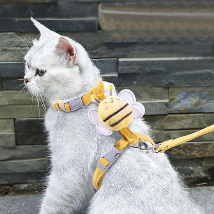 Cute Bee Cat Harness & Leash Set | Adjustable & Breathable Pet Vest Harness